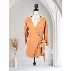Philantrophy Bresson Wrap Dress Long Sleeve Iced Coffee XS